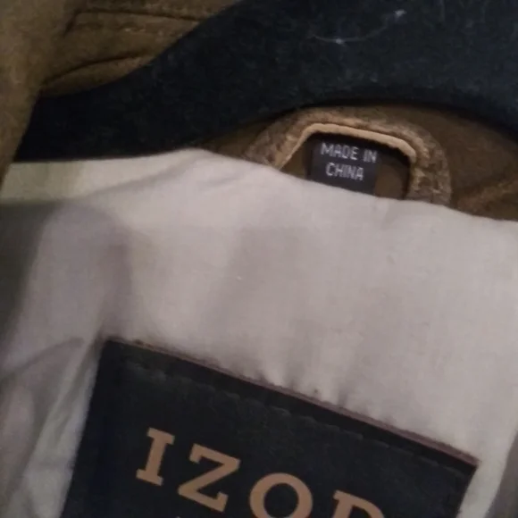 Men's Izod Soft Leather Jacket Full Zip Lined Distressed Brown Size Large